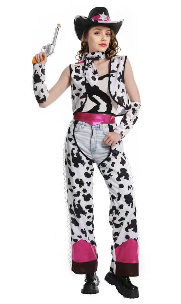 LADIES PINK COW GIRL COSTUME